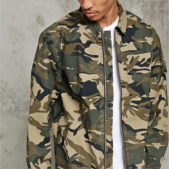 Forever 21 Other - FOREVER 21 Men's Camouflage Jacket | Regular Fit | Small | Olive Green | Cotton